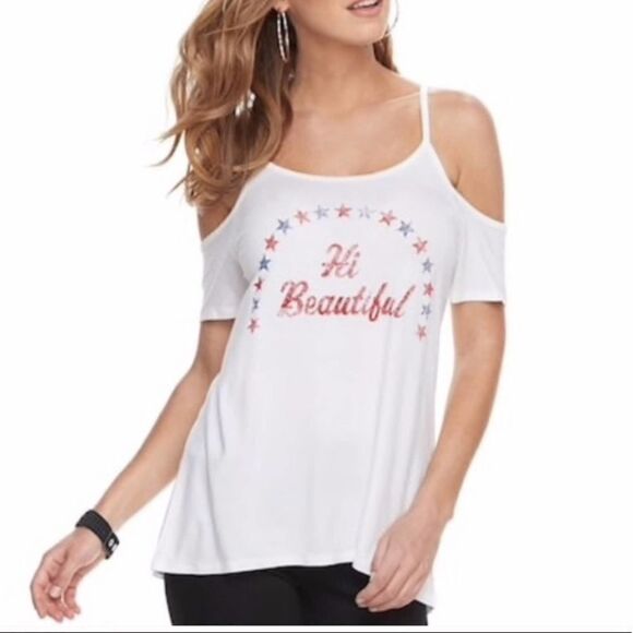Rock & Republic “Hi Beautiful” Cold Shoulder Top - Picture 1 of 7